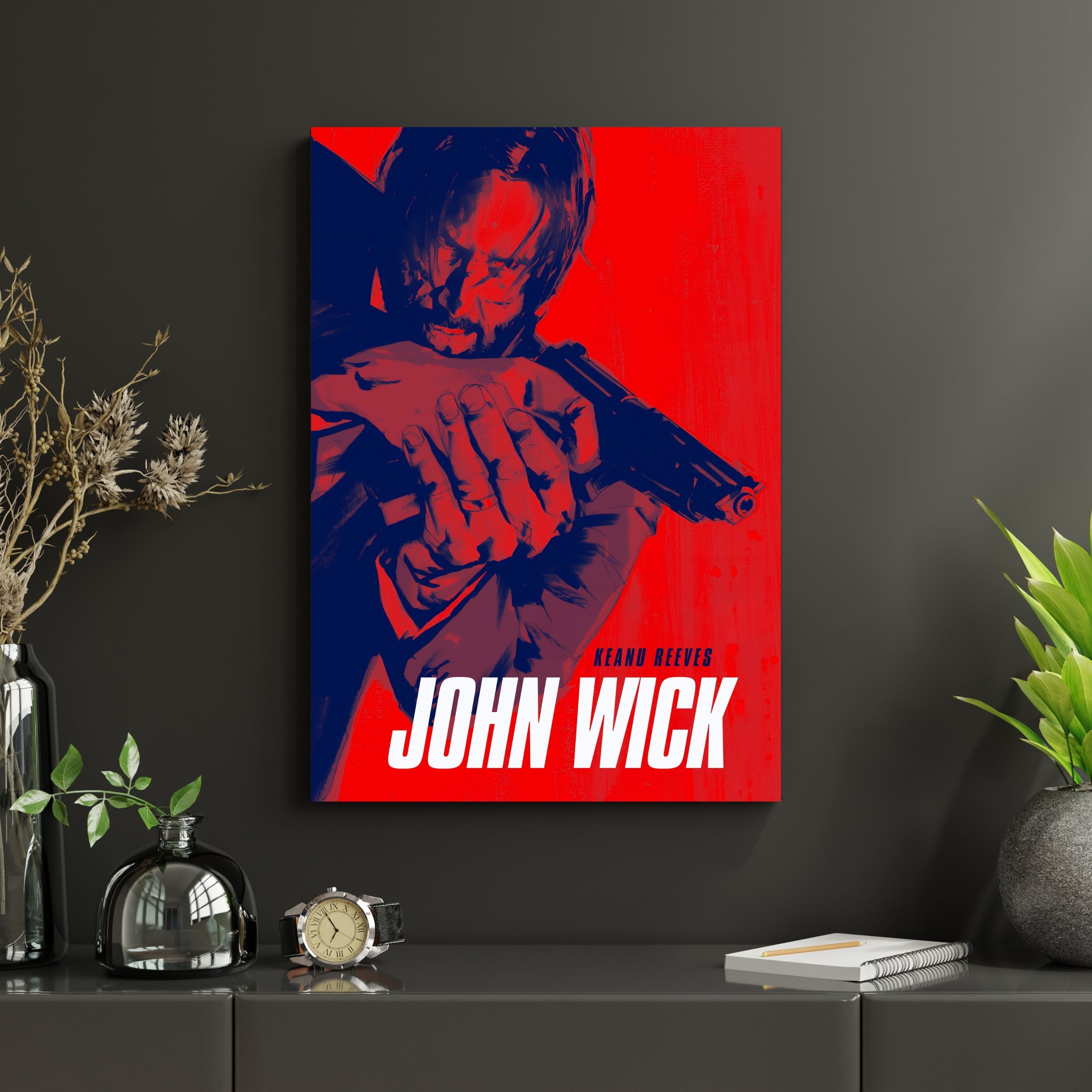 John Wick Red Poster | Stylish Action Movie Wall Art Print Lazywalls
